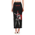 Spartan Warrior Print Side Slit Maxi Skirt