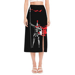 Spartan Warrior Print Side Slit Midi Skirt