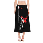 Spartan Warrior Print Side Slit Midi Skirt