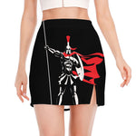 Spartan Warrior Print Side Slit Mini Skirt