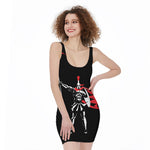Spartan Warrior Print Sleeveless Bodycon Dress