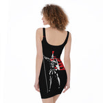 Spartan Warrior Print Sleeveless Bodycon Dress
