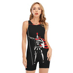 Spartan Warrior Print Sleeveless One Piece Swimsuit