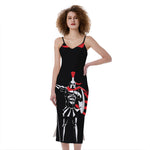 Spartan Warrior Print Slim Fit Midi Cami Dress