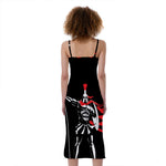 Spartan Warrior Print Slim Fit Midi Cami Dress