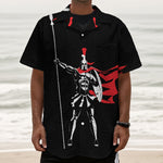 Spartan Warrior Print Textured Short Sleeve Shirt