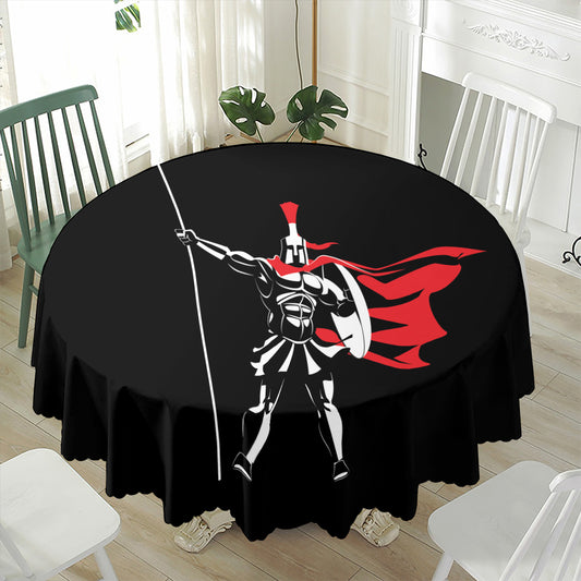 Spartan Warrior Print Waterproof Round Tablecloth