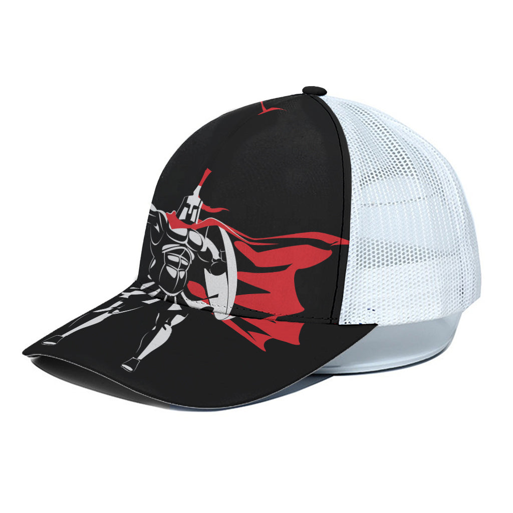 Spartan Warrior Print White Mesh Trucker Cap