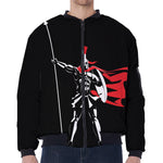 Spartan Warrior Print Zip Sleeve Bomber Jacket