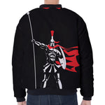 Spartan Warrior Print Zip Sleeve Bomber Jacket