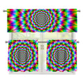 Spiky Psychedelic Optical Illusion 3 Piece Kitchen Curtains
