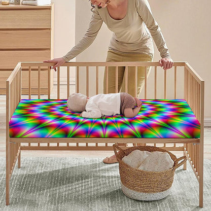 Spiky Psychedelic Optical Illusion Baby Crib Sheet