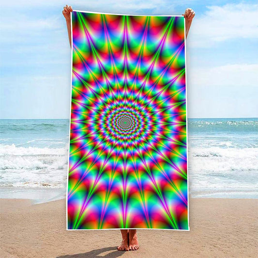 Spiky Psychedelic Optical Illusion Beach Towel