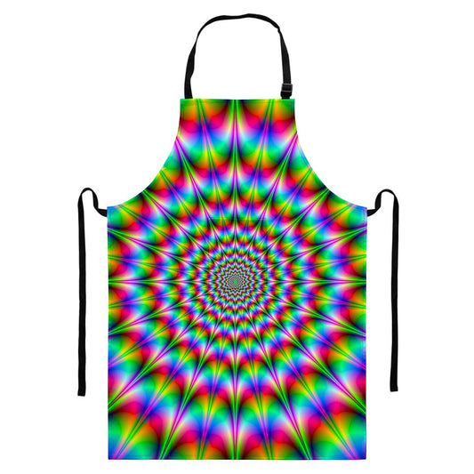 Spiky Psychedelic Optical Illusion Bib Apron With Pocket