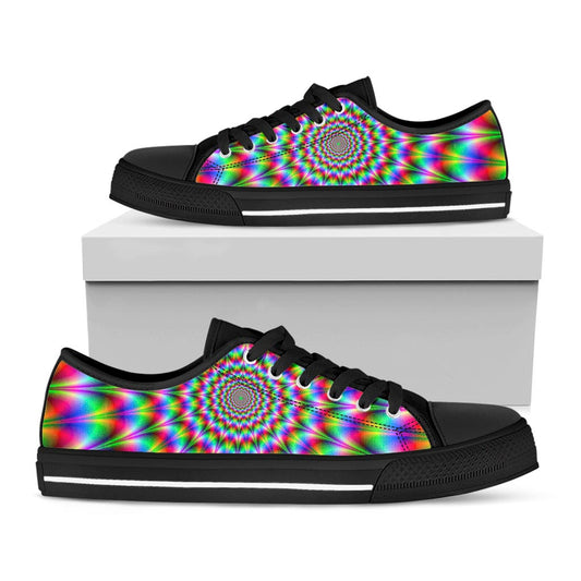 Spiky Psychedelic Optical Illusion Black Low Top Sneakers