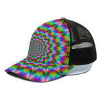 Spiky Psychedelic Optical Illusion Black Mesh Trucker Cap