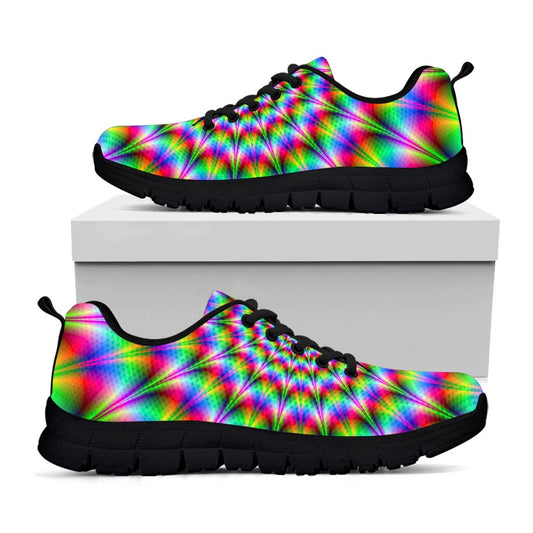 Spiky Psychedelic Optical Illusion Black Running Shoes
