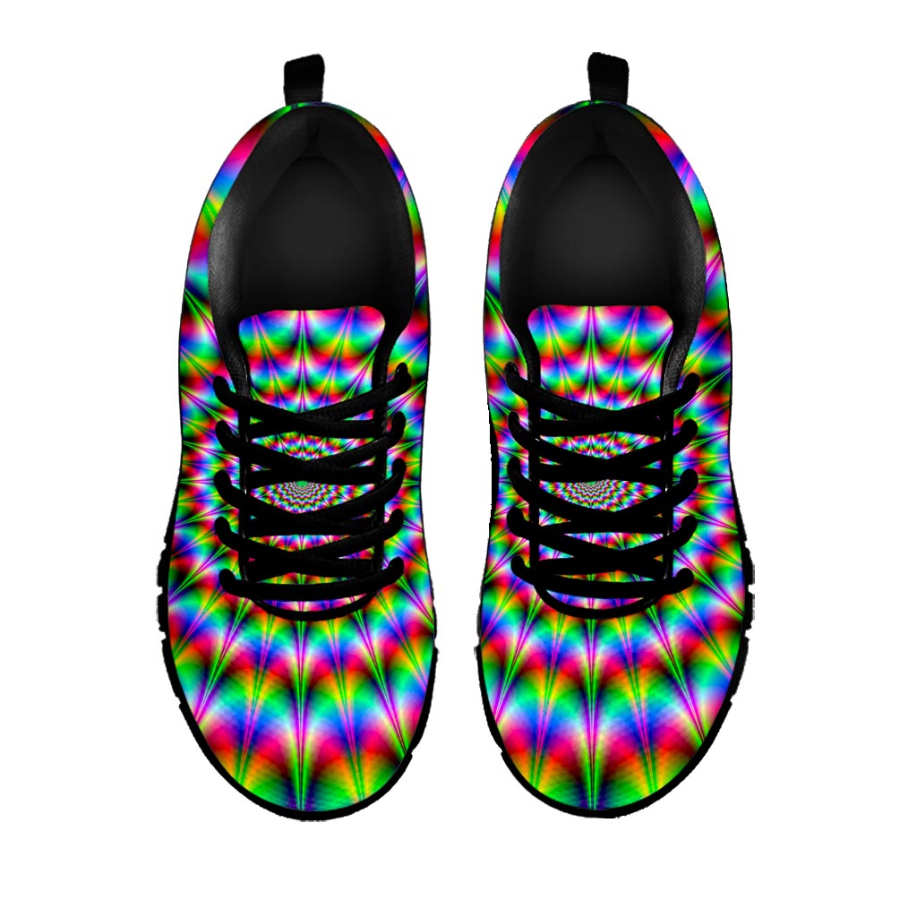 Spiky Psychedelic Optical Illusion Black Running Shoes