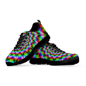 Spiky Psychedelic Optical Illusion Black Running Shoes