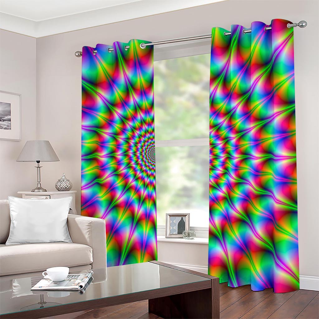 Spiky Psychedelic Optical Illusion Blackout Grommet Curtains