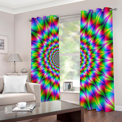 Spiky Psychedelic Optical Illusion Blackout Grommet Curtains