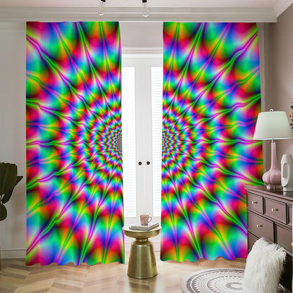 Spiky Psychedelic Optical Illusion Blackout Pencil Pleat Curtains