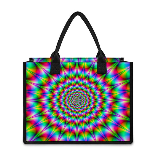 Spiky Psychedelic Optical Illusion Canvas Tote Bag