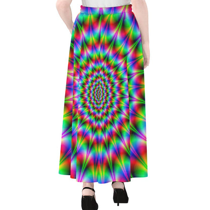 Spiky Psychedelic Optical Illusion Chiffon Maxi Skirt
