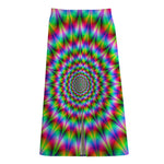 Spiky Psychedelic Optical Illusion Cotton Front Slit Maxi Skirt