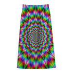 Spiky Psychedelic Optical Illusion Cotton Front Slit Maxi Skirt