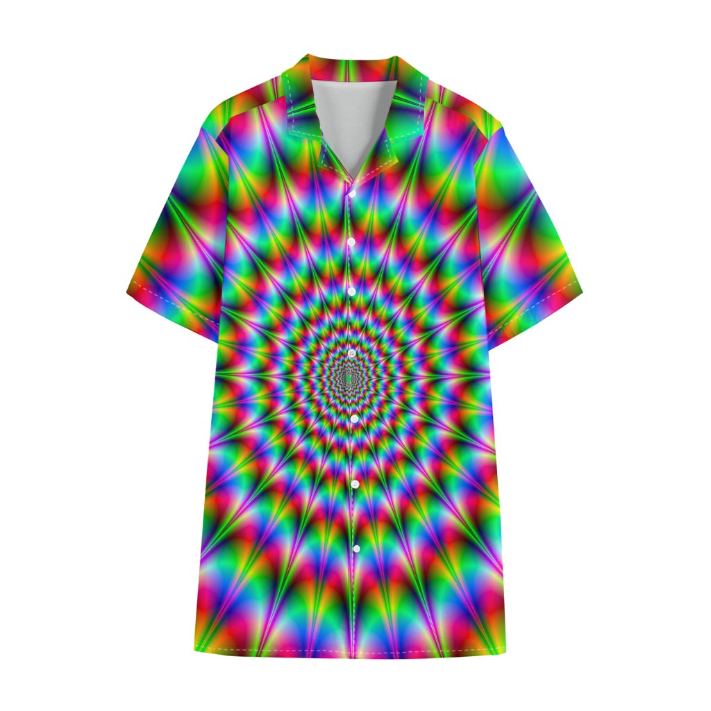 Spiky Psychedelic Optical Illusion Cotton Hawaiian Shirt