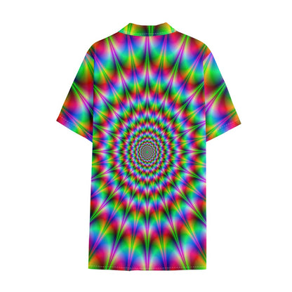 Spiky Psychedelic Optical Illusion Cotton Hawaiian Shirt