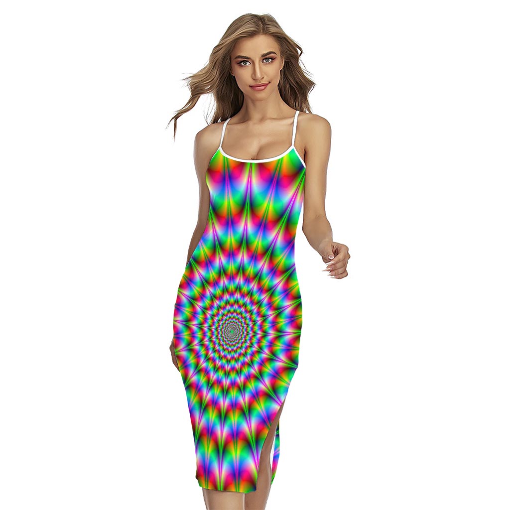 Spiky Psychedelic Optical Illusion Cross Back Cami Dress