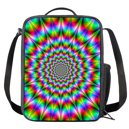 Spiky Psychedelic Optical Illusion Crossbody Lunch Bag