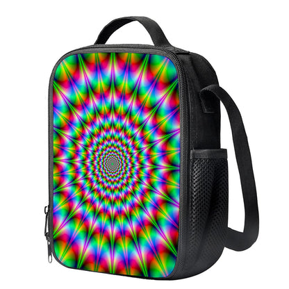 Spiky Psychedelic Optical Illusion Crossbody Lunch Bag