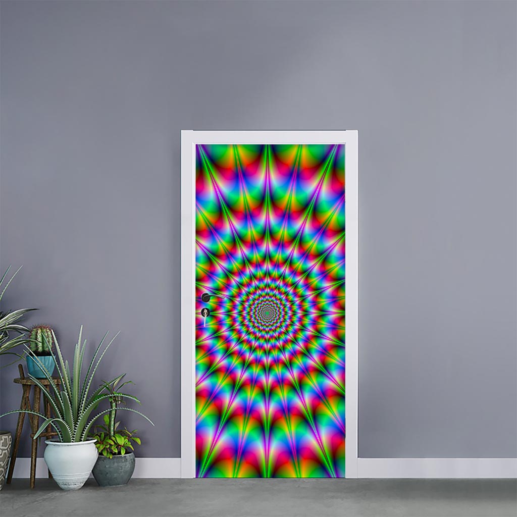 Spiky Psychedelic Optical Illusion Door Sticker