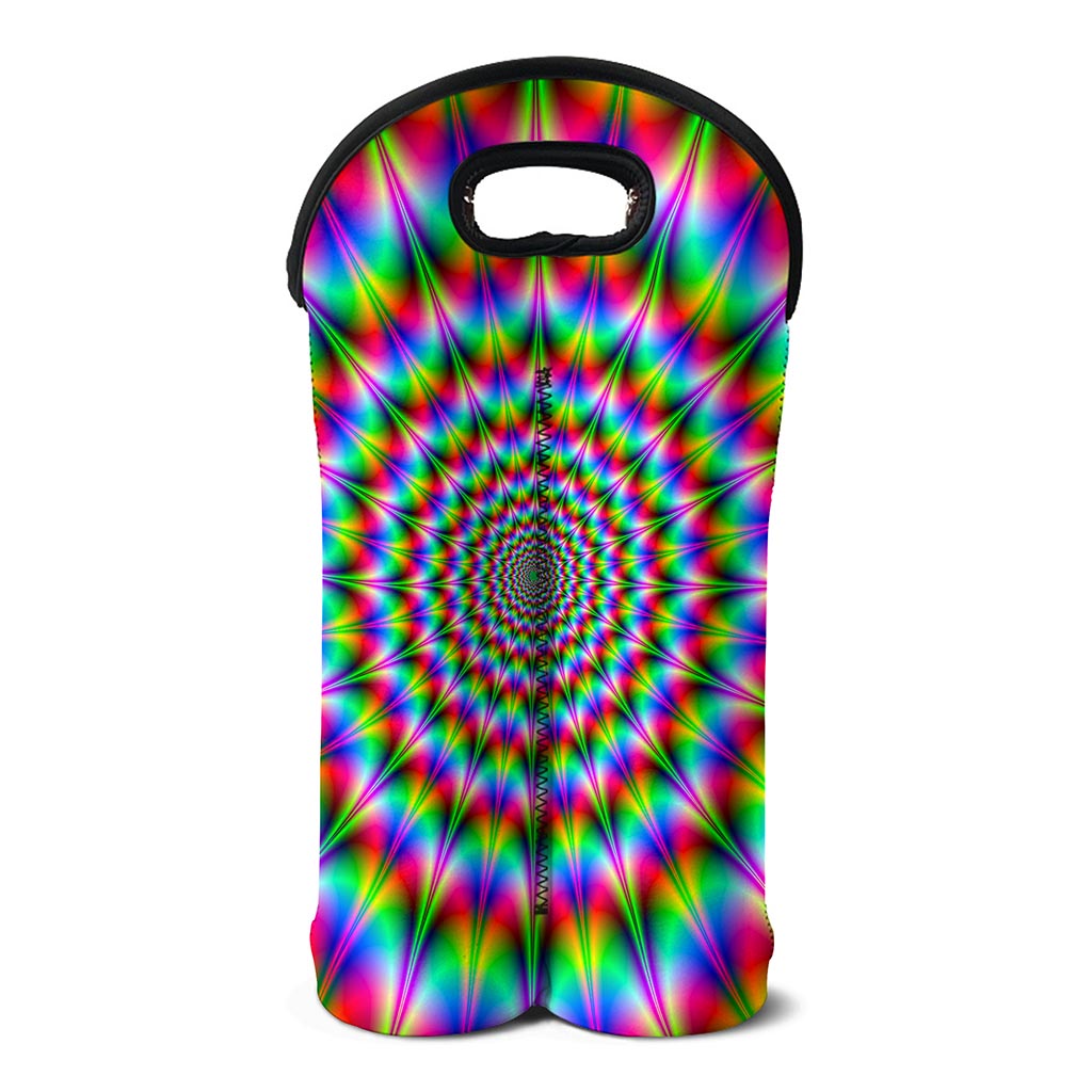 Spiky Psychedelic Optical Illusion Double Neoprene Wine Tote