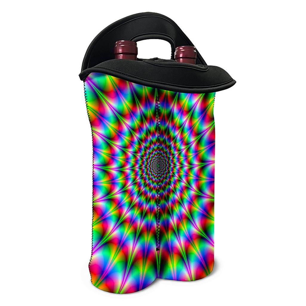Spiky Psychedelic Optical Illusion Double Neoprene Wine Tote