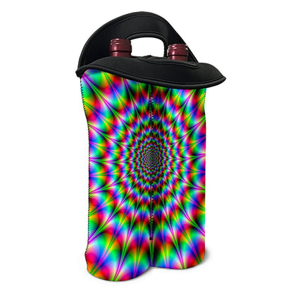 Spiky Psychedelic Optical Illusion Double Neoprene Wine Tote