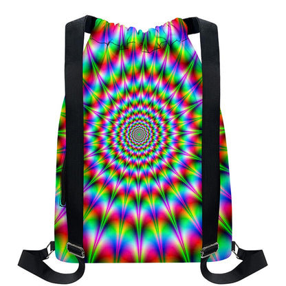 Spiky Psychedelic Optical Illusion Drawstring Backpack