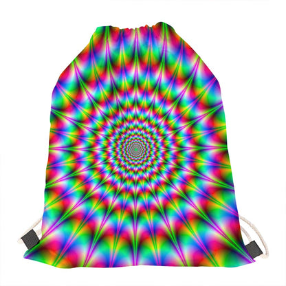 Spiky Psychedelic Optical Illusion Drawstring Bag