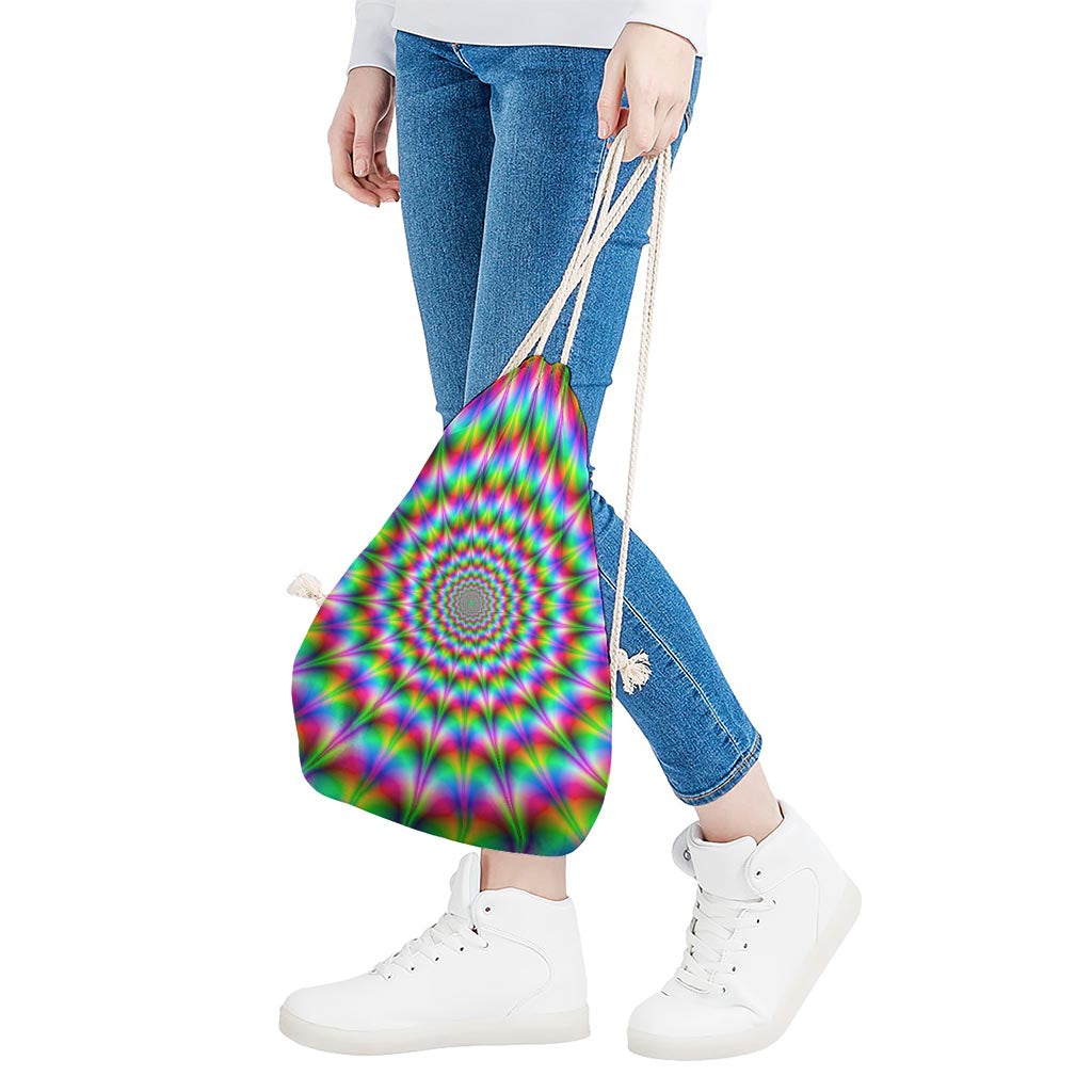 Spiky Psychedelic Optical Illusion Drawstring Bag