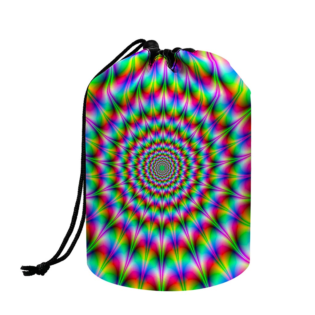 Spiky Psychedelic Optical Illusion Drawstring Makeup Bag
