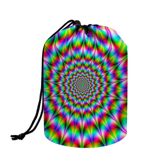 Spiky Psychedelic Optical Illusion Drawstring Makeup Bag