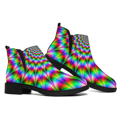 Spiky Psychedelic Optical Illusion Flat Ankle Boots