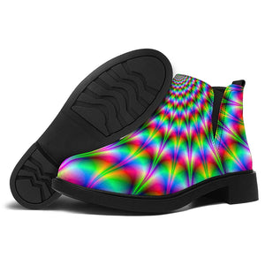 Spiky Psychedelic Optical Illusion Flat Ankle Boots