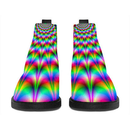 Spiky Psychedelic Optical Illusion Flat Ankle Boots