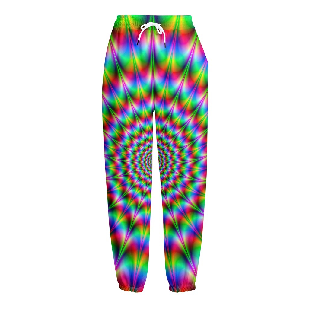 Spiky Psychedelic Optical Illusion Fleece Lined Knit Pants