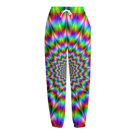Spiky Psychedelic Optical Illusion Fleece Lined Knit Pants