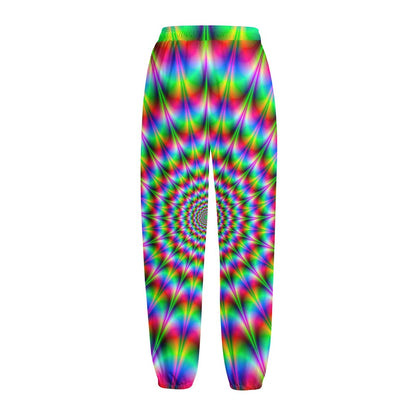 Spiky Psychedelic Optical Illusion Fleece Lined Knit Pants